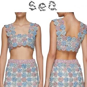 SEA ‘IDA‘ PRINT YO YO CROCHET CROPPED TANK XS 460$
